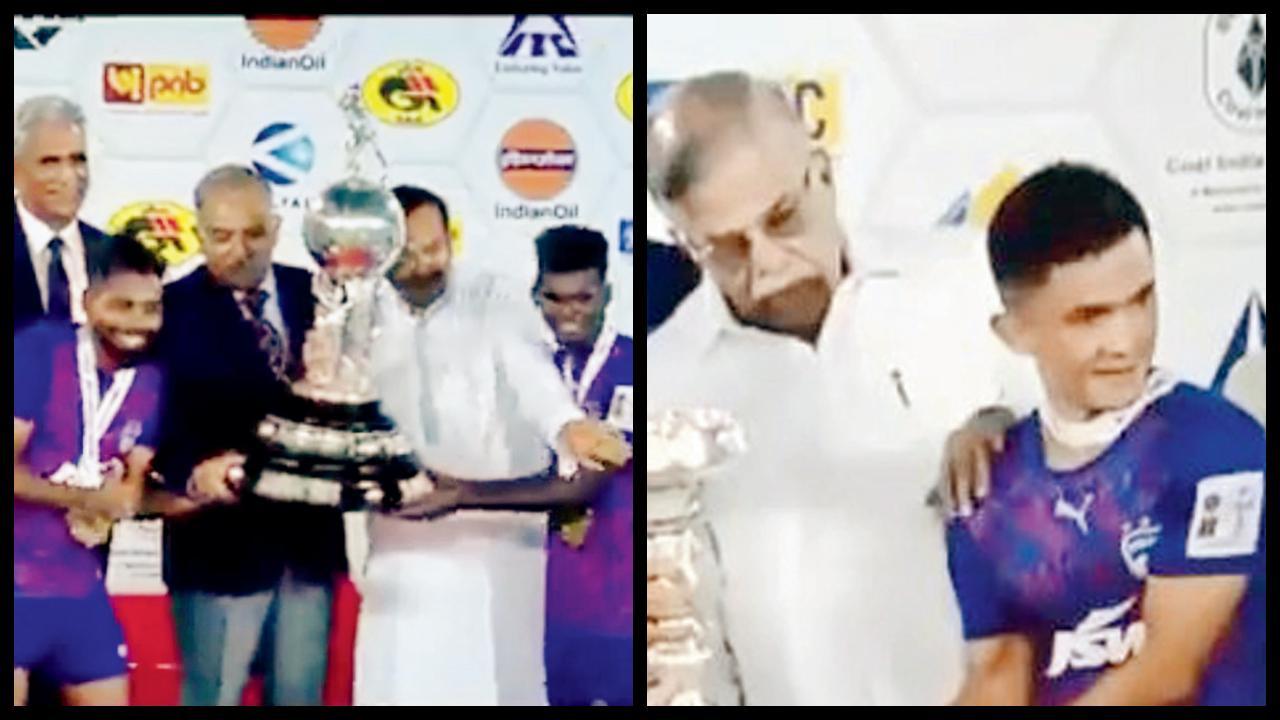 ફોટો પડાવતી વખતે ગવર્ન રે સુનીલ છેત્રીને દૂર હડસેલ્યો