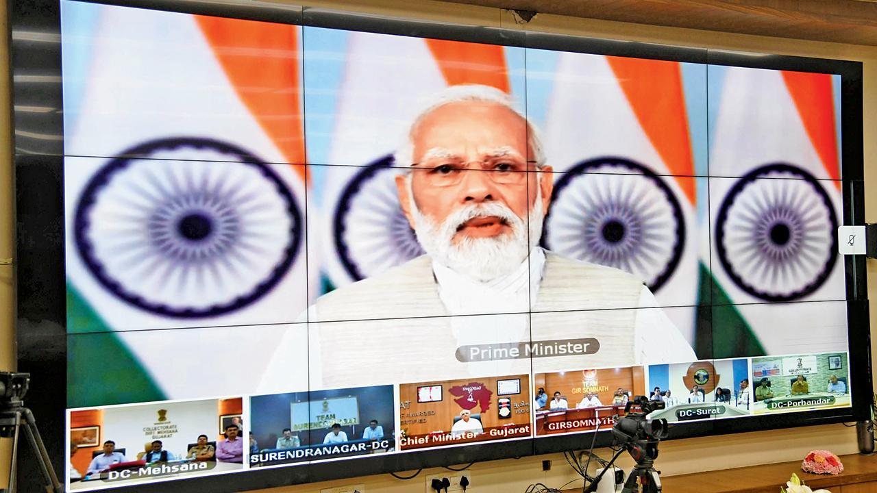 સ્વાગત કાર્યક્રમમાં વર્ચ્યુઅલી વડા પ્રધાન નરેન્દ્ર મોદીએ સંબોધન કર્યું હતું.