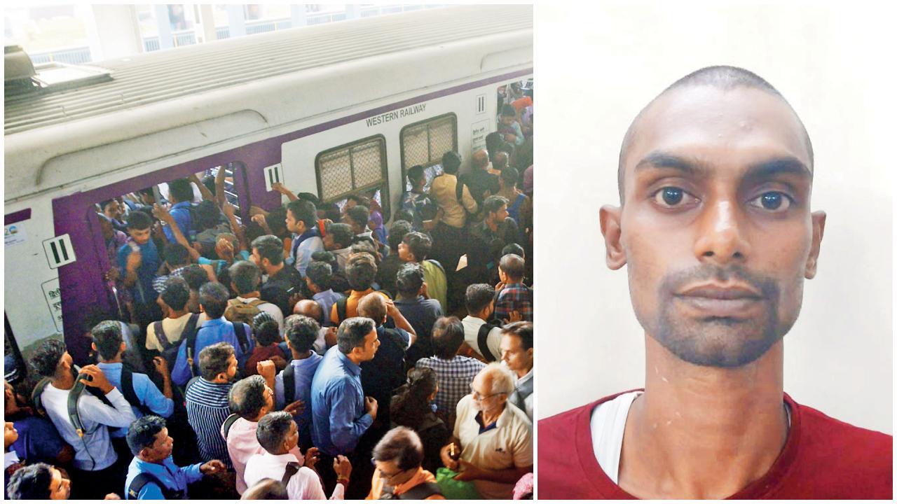 હકડેઠઠ ભરાયેલી ટ્રેનમાં ધસારાના સમયે શબ્બીર શેખ મોબાઇલ ચોરી કરતો હતો.