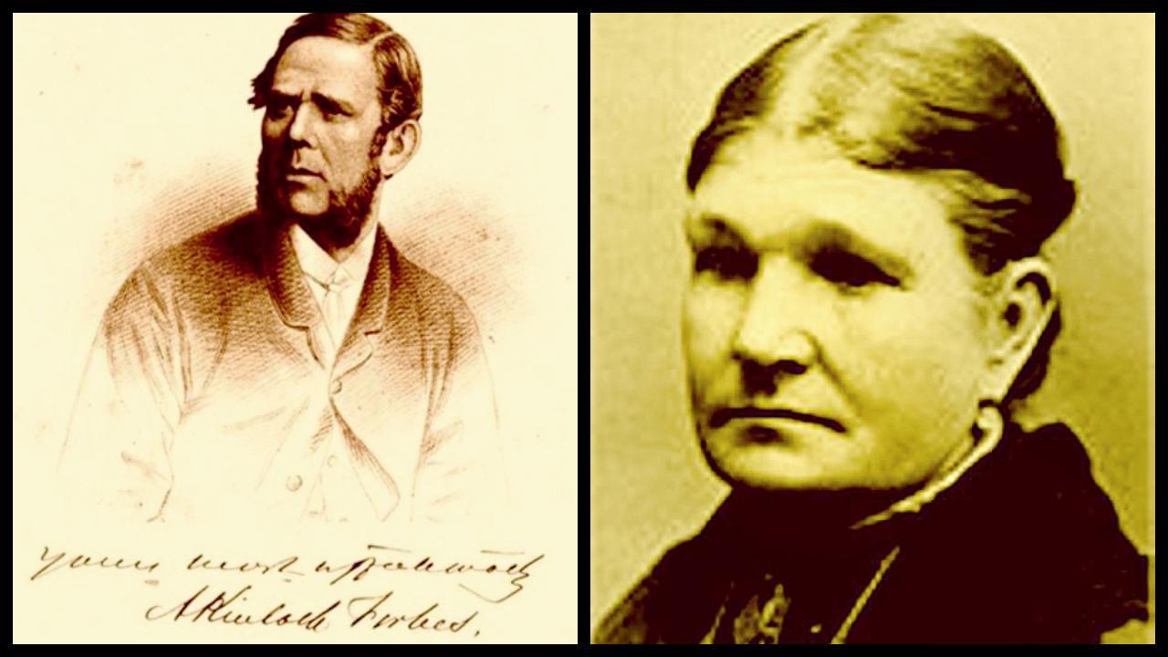 ઍલેક્ઝાન્ડર કિનલોક ફૉર્બસ (ડાબે) અને ફૉર્બસ પત્ની માર્ગરેટ (પાછલી વયે)