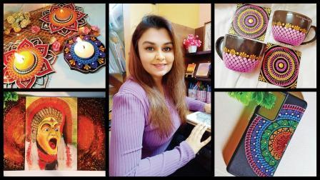 ઉર્મિ પંડ્યા તેણે બનાવેલા ડૉટ મંડલા પેઇન્ટિંગ