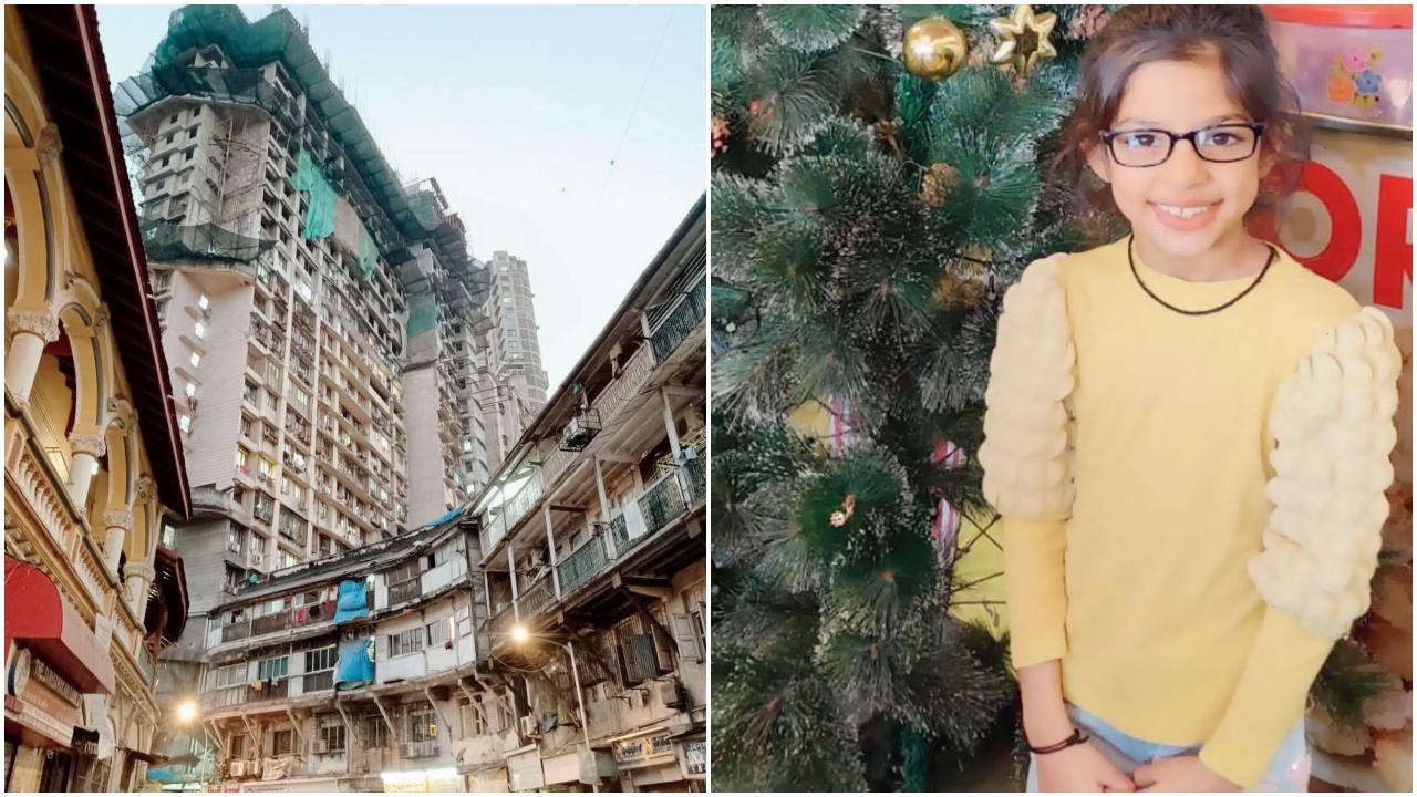 ક્રિશા (જમણે) પર જે બિલ્ડિંગ પરથી સ્લૅબ પડ્યો એ સી.પી. ટૅન્કની ઇમારત.