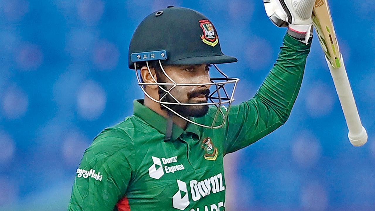 લિટન દાસે અશરફુલનો ૧૬ વર્ષ જૂનો રેકાૅર્ડ તોડી નાખ્યો. તસવીર એ.એફ.પી.