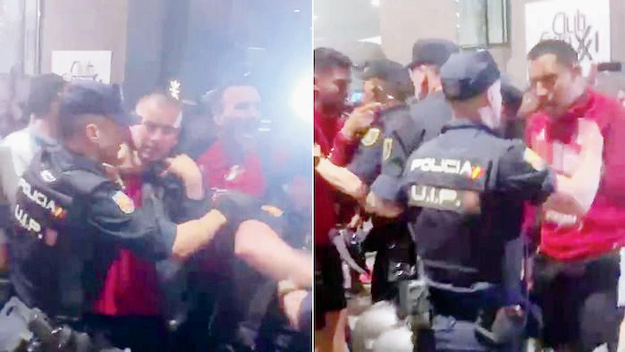 પેરુના પ્લેયર્સ અને સ્પેનની પોલીસ વચ્ચે ઝપાઝપી