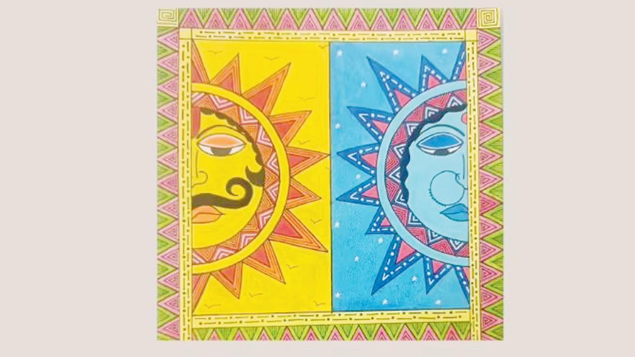 સૂર્ય-ચંદ્ર મધુબની 