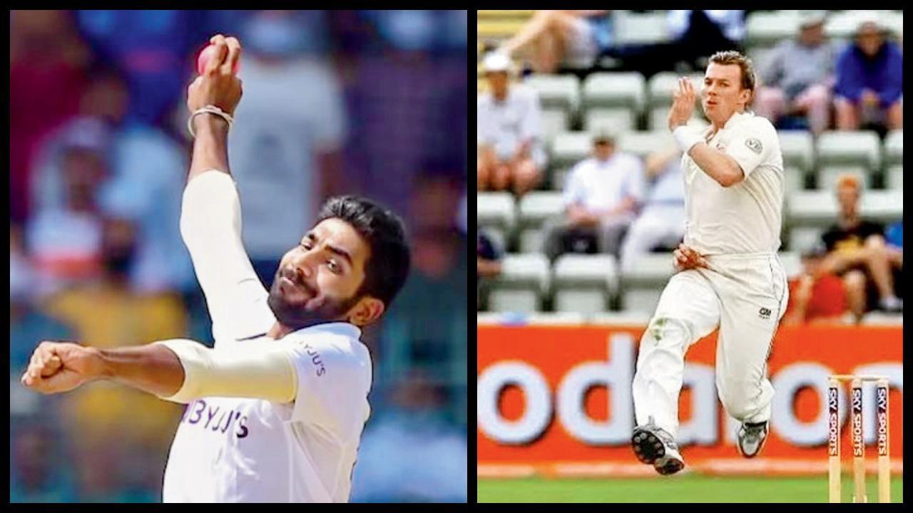 વિચિત્ર બોલિંગ ઍક્શન ધરાવતા બુમરાહ (ડાબે) વિશે ઉપયોગી મંતવ્ય આપનાર બ્રેટ લી (જમણે)એ ૧૯૯૯થી ૨૦૧૨ સુધીની કરીઅરમાં કુલ ૩૨૨ ઇન્ટરનૅશનલ મૅચોમાં ૭૧૮ વિકેટ લીધી હતી.