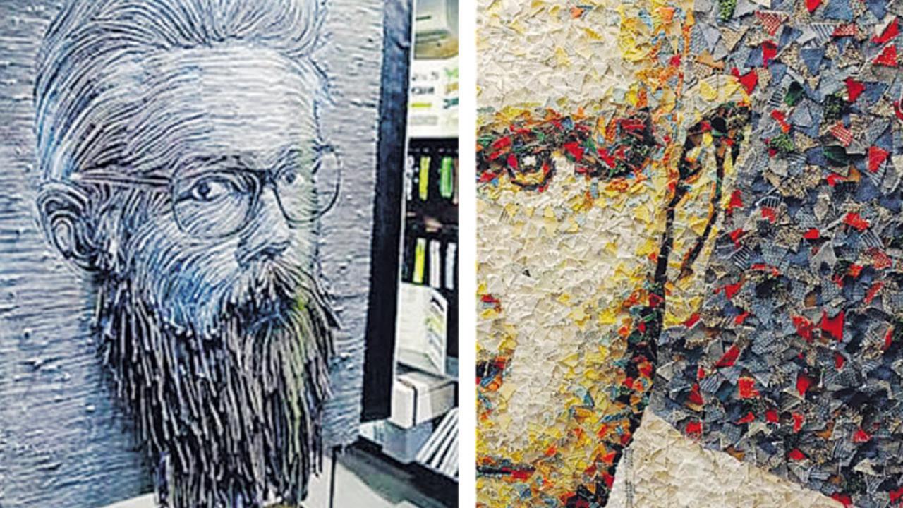 આ પોર્ટ્રેટ્સ વેસ્ટ મટીરિયલ્સમાંથી બનાવાયાં છે