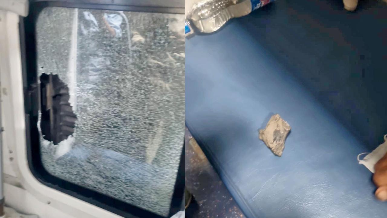 કચ્છ એક્સપ્રેસમાં વિન્ડોનો કાચ તોડીને અંદર આવેલો પથ્થર