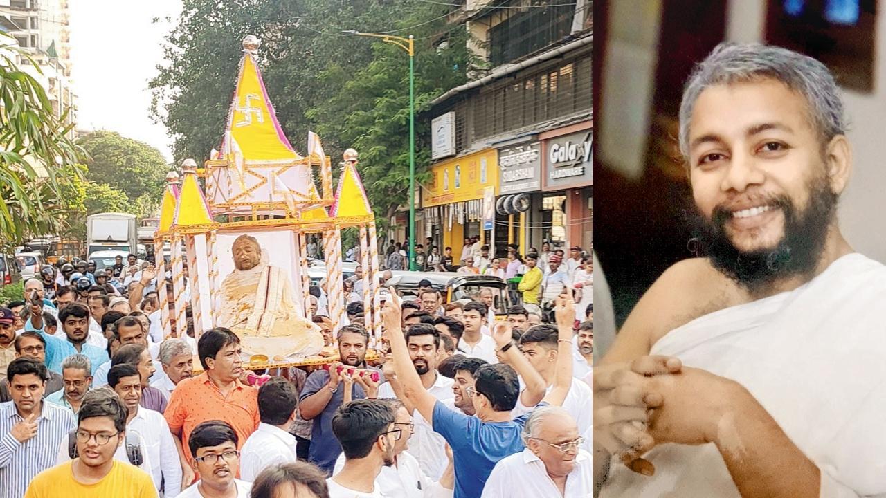 મેઘર‌ક્ષિતસાગરજી મ.સા.ની ગઈ કાલે પાલખી નીકળી હતી