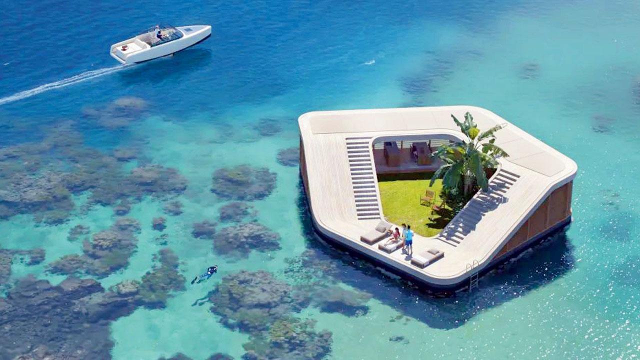 પાણી પર તરતો લક્ઝરી ટાપુ વિલા