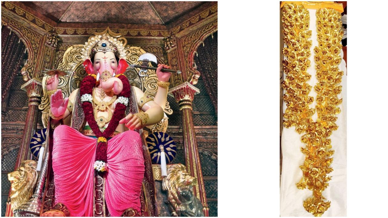 લાલબાગચા રાજા અને દગડુ શેઠ ગણપતિજીને શ્રદ્ધાથી અર્પણ કરવા બનાવેલા ગોલ્ડપ્લેટેડ રોઝ હાર આજે ચઢાવવામાં આવશે.