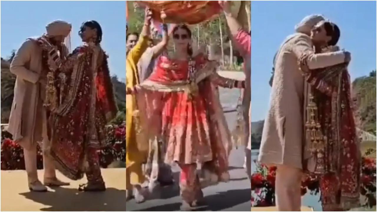 તાપસી પન્નૂનાં લગ્નના વાયરલ વીડિયોમાંથી લેવાયેલ સ્ક્રીન ગ્રૅબ (તસવીર સૌજન્ય મિડ-ડે)