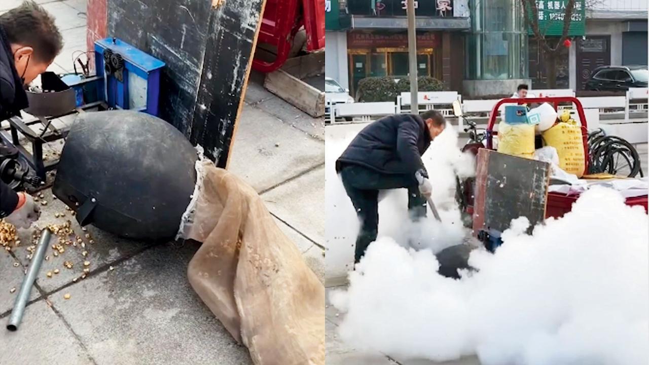 Popcorn Machine Fire Have you seen an explosive style of making popcorn? | પૉપકૉર્ન બનાવવાની ...