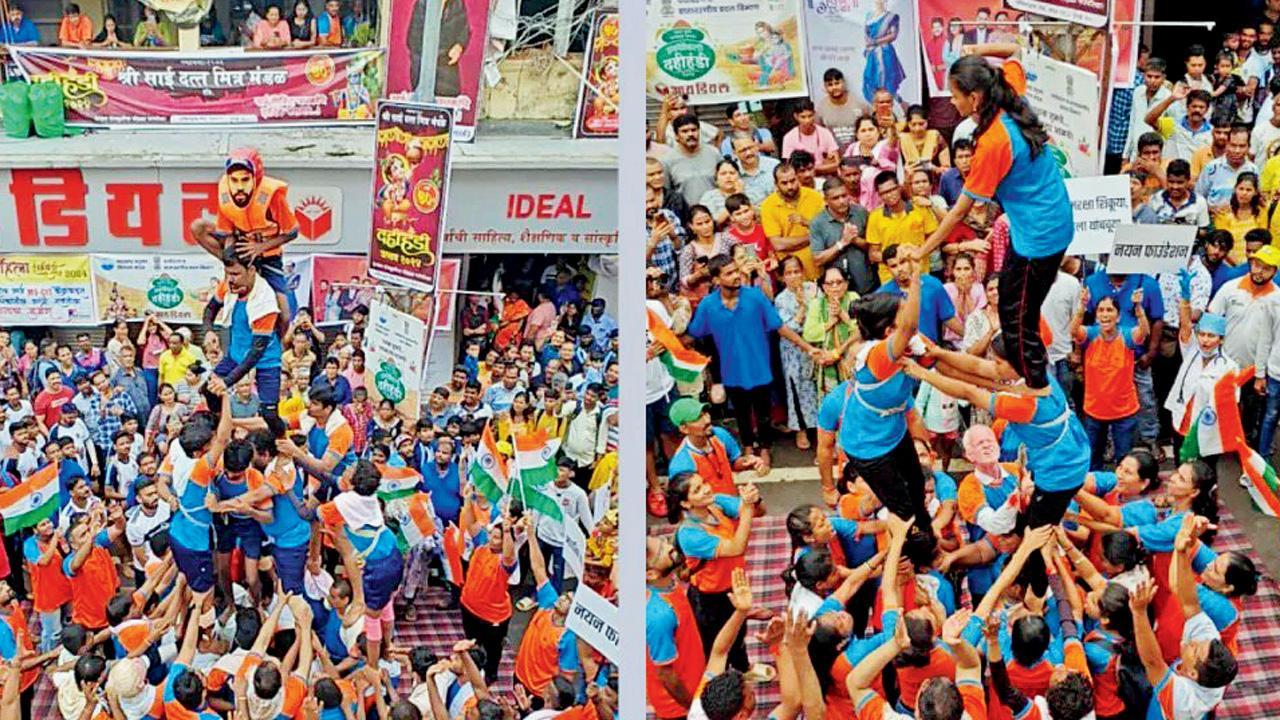 નયન ફાઉન્ડેશન ગોવિંદા પથકના યુવકોએ ચાર થર રચ્યા હતા, જ્યારે યુવતીઓએ ત્રણ થરની શાનદાર સલામી આપી હતી