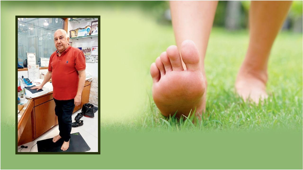 ગ્રાઉન્ડિંગ મૅટ, ગ્રાઉન્ડિંગ માઉસ પૅડ અને ઇલેક્ટ્રો-મૅગ્નેટિક સેન્સર મશીન સાથે સેલિબ્રિટીઝ ફિઝિયોથેરપિસ્ટ ડૉ. અલી ઈરાની.