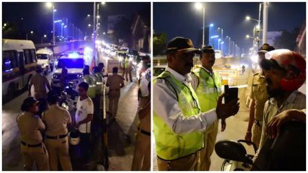 મુંબઈ પોલીસ અધિકારીઓ સમગ્ર શહેરમાં વિવિધ પોઈન્ટ પર ખાસ ડ્રન્ક એન્ડ ડ્રાઈવ ચેકિંગ હાથ ધર્યુ હતું, તસવીરો: શાદાબ ખાન અને અનુરાગ આહિરે