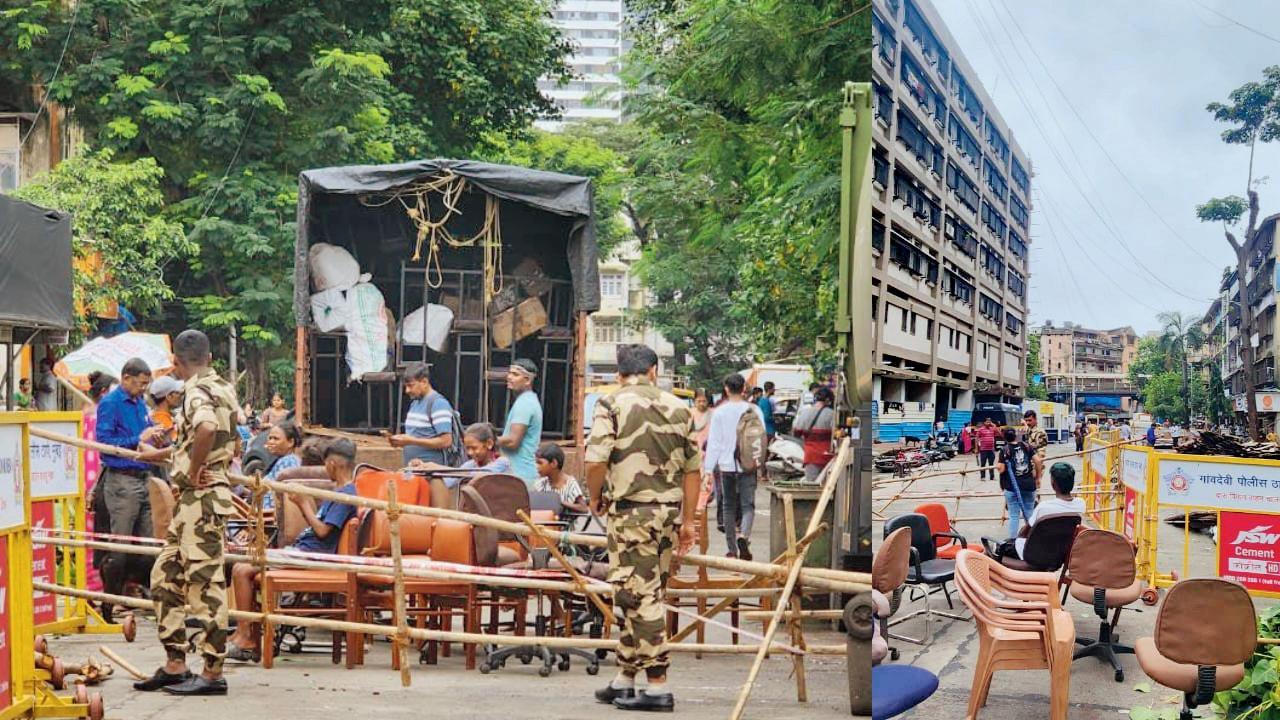 બિલ્ડિંગનું ડિમો​લિશનનું કામ ચાલુ હોવાથી સ્ટેશનની બહારનો મુખ્ય રસ્તો બ્લૉક કરવામાં આવ્યો છે.