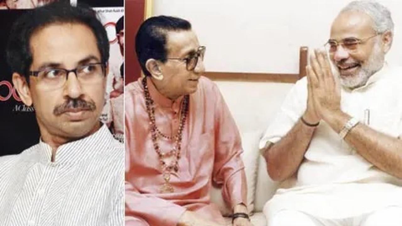 ઉદ્ધવ ઠાકરે, બાળ ઠાકરે અને નરેન્દ્ર મોદી