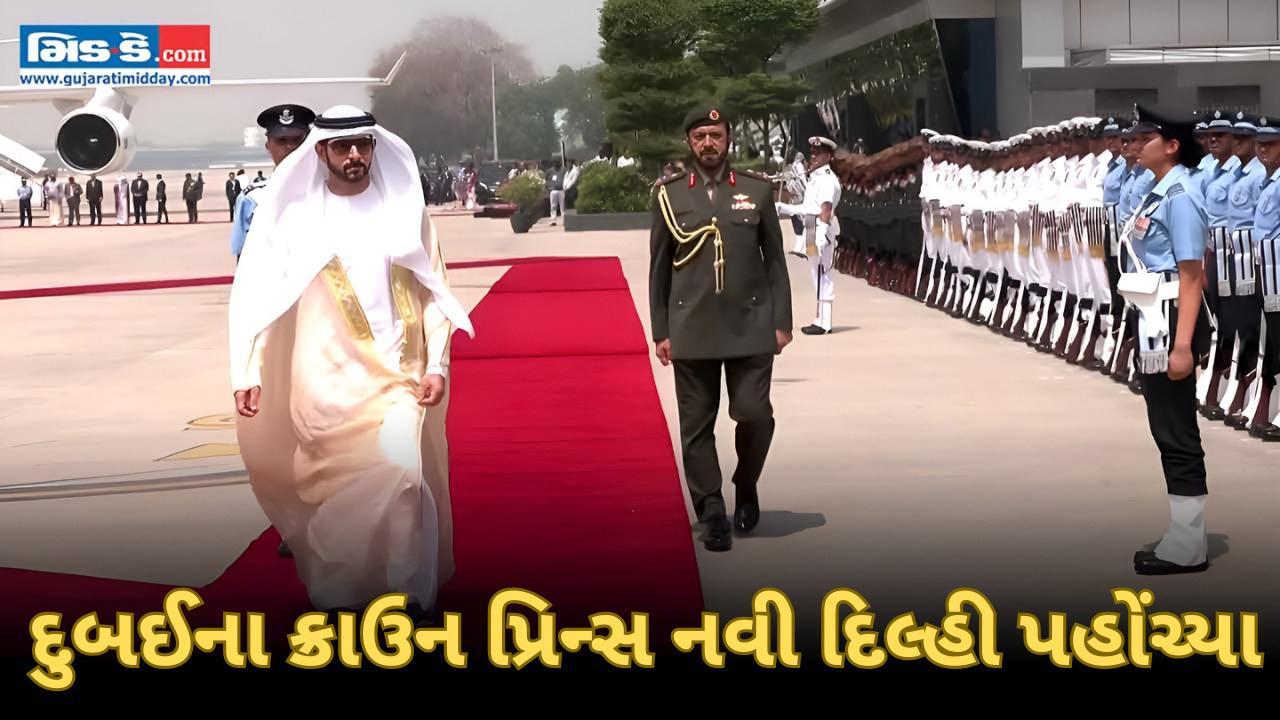 દિલ્હી એરપોર્ટ પર દુબઈના ક્રાઉન પ્રિન્સનું ભારતમાં ભવ્ય સ્વાગત
