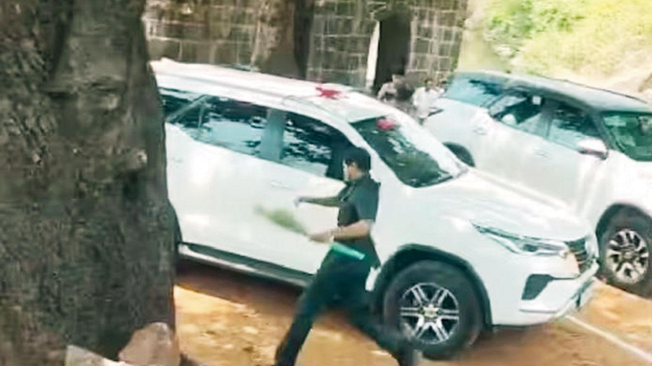 અજિત પવારના સુરક્ષા કર્મચારીઓએ મધમાખીઓને ભગાવવાનો પ્રયાસ કર્યો હતો. 