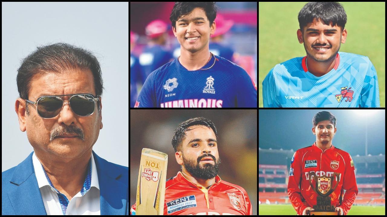 આયુષ, વૈભવ, પ્રિયાંશ, પ્રભસિમરન અને રવિ શાસ્ત્રી