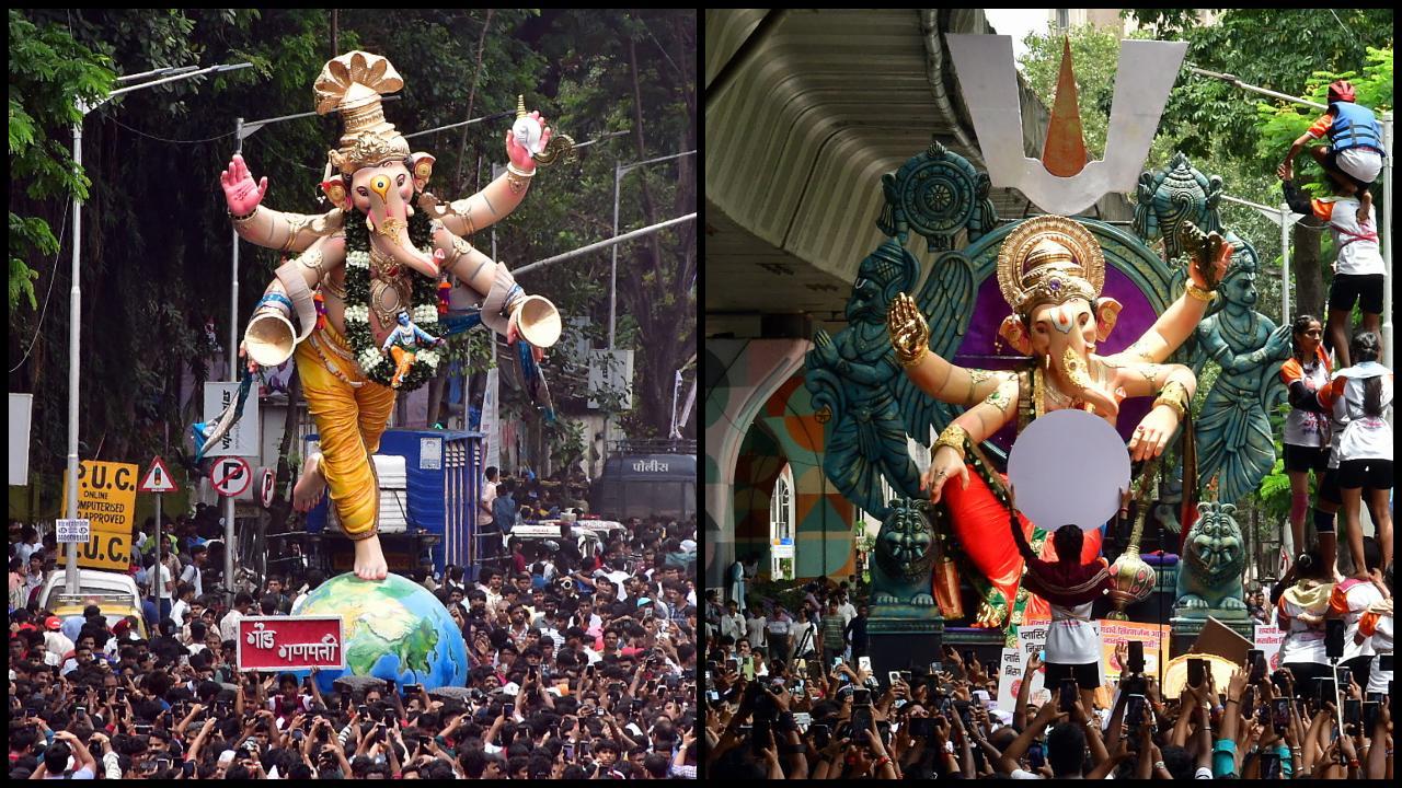 Photos: પરેલ વર્કશોપથી બાપ્પાની મૂર્તિઓનું ઢોલ નગારા સાથે મુંબઈની ગલીઓમાં સ્વાગત