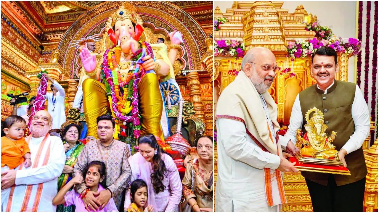 કેન્દ્રીય ગૃહપ્રધાન અમિત શાહે ગઈ કાલે સપરિવાર લાલબાગચા રાજાનાં અને મુખ્ય પ્રધાન દેવેન્દ્ર ફડણવીસના ઘરે જઈને ગણપતિબાપ્પાનાં દર્શન કર્યાં હતાં.