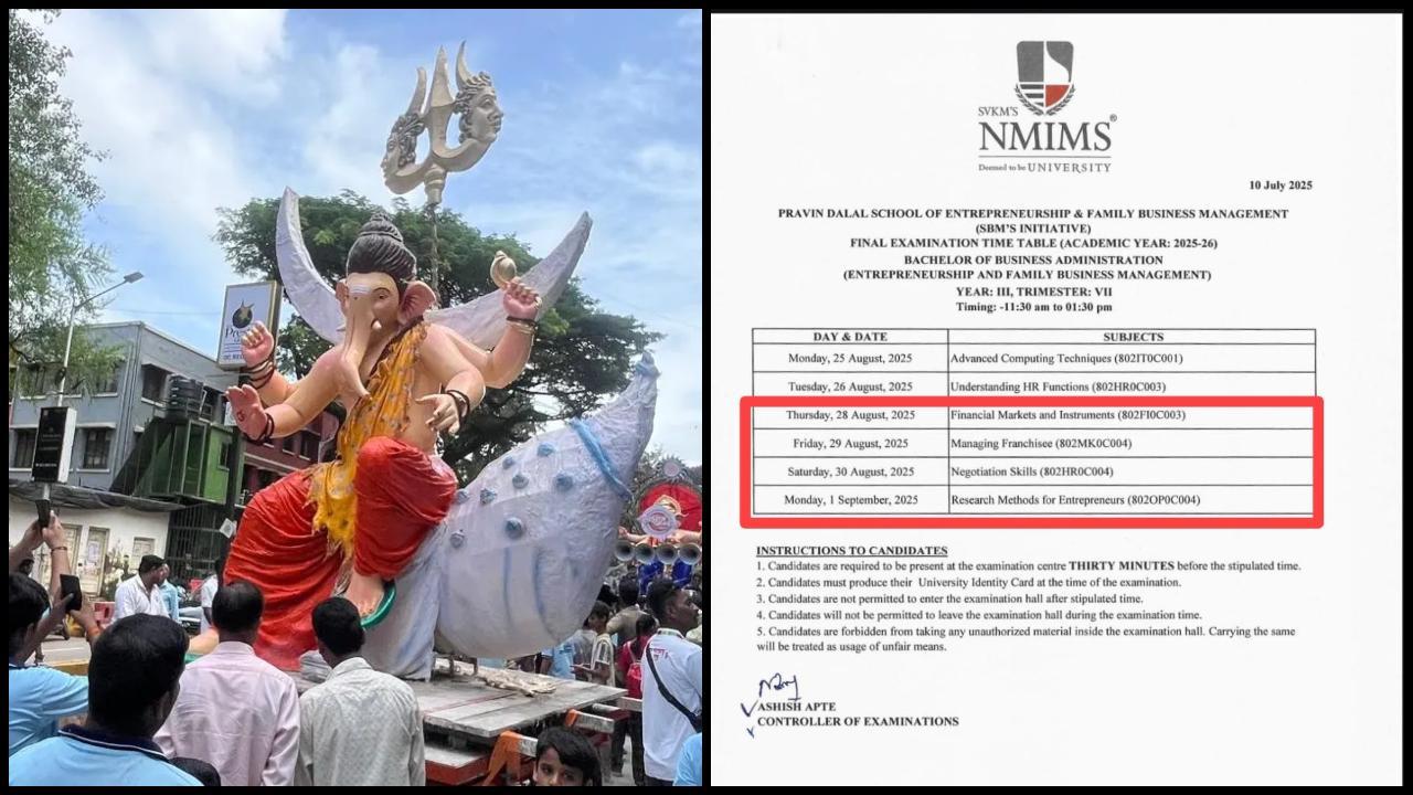 ગણેશ ચતુર્થીના તહેવારો વચ્ચે NMIMS એ પરીક્ષાઓની તારીખ આગળ ધપાવી