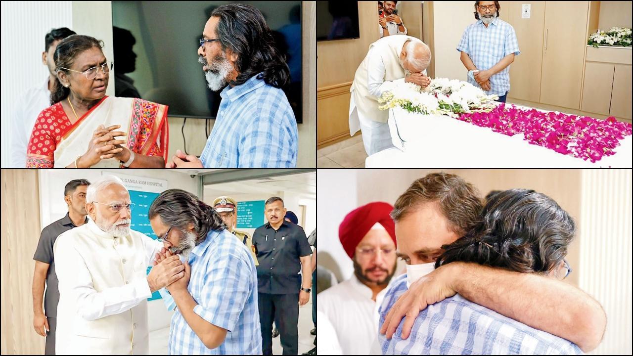 દ્રૌપદી મુર્મુ, નરેન્દ્ર મોદી અને રાહુલ ગાંધીએ ગઈ કાલે દિલ્હીમાં હેમંત સોરેનને મળીને તેમના પિતા શિબુ સોરેનના અવસાન બદલ દુઃખ વ્યક્ત કર્યું હતું અને પાર્થિવ દેહનાં અંતિમ દર્શન કર્યાં હતાં.