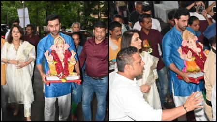રવિવારે, અભિનેતા રણબીર કપૂરે અને તેની માતા નીતુ કપૂર સાથે મળીને ગણપતિ વિસર્જન કર્યું. (તસવીરો: યોગેન શાહ)