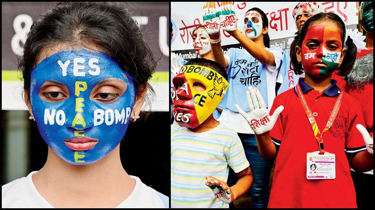 ૬૦૦+ વિદ્યાર્થીઓ એકસૂરે બોલ્યા : બૉમ્બ નહીં, શાંતિ જોઈએ