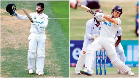 ડેવોન કૉન્વેએ ૨૨૭ રન ફટકાર્યા હતા, રચિન રવીન્દ્રએ ૭૨ રન ફટકાર્યા હતા.