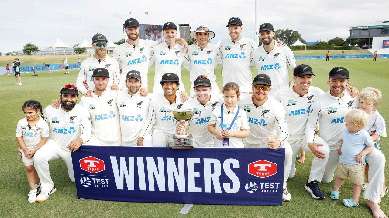 કિવી ટીમના ટ્રોફી-સેલિબ્રેશનમાં તેમનાં બાળકો પણ જોડાયાં હતાં