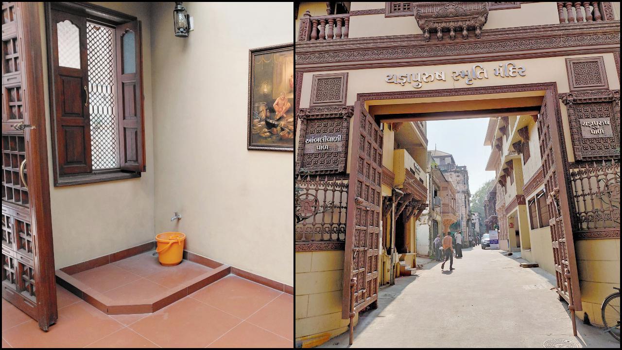 આ ચોકડીમાં બેસીને પ્રમુખસ્વામી મહારાજે વાસણો ઉટકેલાં અને અમદાવાદમાં આવેલી આંબલીવાળી પોળ.