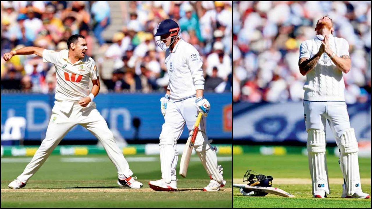 કાંગારૂ ફાસ્ટ બોલર સ્કૉટ બૉલૅન્ડે ૯ ઓવરના સ્પેલમાં માત્ર ૩૦ રન આપીને હૅરી બ્રૂક સહિત ૩ મહત્ત્વપૂર્ણ વિકેટ લીધી હતી, ધડાધડ વિકેટ પડતી જોઈને બેન સ્ટોક્સ ભગવાનને પ્રાર્થના કરતો જોવા મળ્યો હતો.