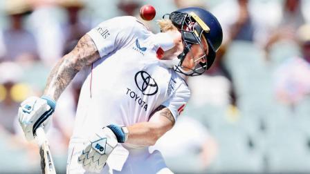 ફાસ્ટ બોલર મિચલ સ્ટાર્કના ખતરનાક બાઉન્સરથી બચતો જોવા મળ્યો ઈંગ્લૅન્ડનો કૅપ્ટન બેન સ્ટોક્સ