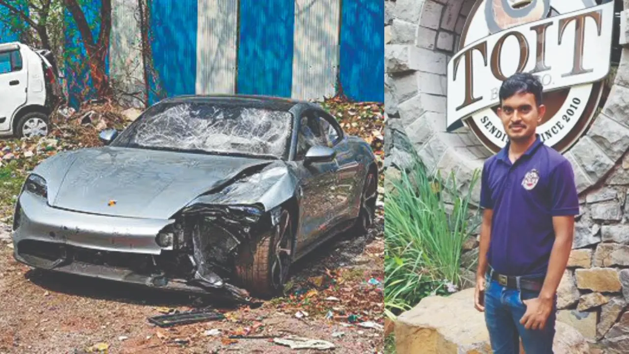 જીવ ગુમાવનાર સત્યેન્દ્ર મંડલ અને કચ્ચરઘાણ થઈ ગયેલી કાર.