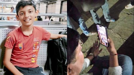 ગઈ કાલે ધ્યેયના ગુમ થવાનો મેસેજ તેના આ ફોટો સાથે વાઇરલ થયો હતો (ડાબે), ધ્યેય અમદાવાદમાં મળ્યો એ પછી કાલે રાત્રે વિડિયો-કૉલ પર પેરન્ટ્સ સાથે (જમણે)