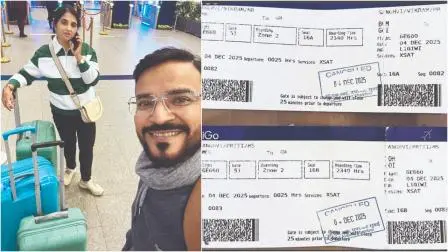 બુધવારની રાતે વિક્રમ સંઘવી અને તેમનાં પત્ની પ્રીતિને ઍરપોર્ટ પર આ ફોટો પાડતી વખતે ખ્યાલ નહોતો કે આગળ કેવી હાલાકી તેમની રાહ જોઈ રહી છે.વિક્રમ અને પ્રીતિ સંઘવીની ગોવાની ટિકિટ. 