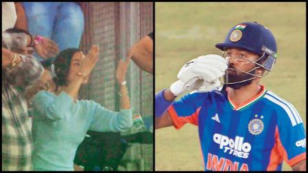 ૧૬ બૉલમાં ફિફ્ટી ફટકાર્યા પછી હાર્દિકનું માહિકા સાથે ફ્લાઇંગ કિસ સેલિબ્રેશન