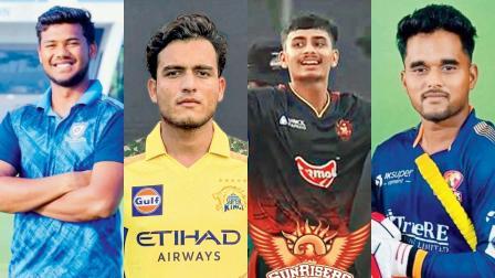 (ડાબેથી) કાર્તિક શર્મા, પ્રશાંત વીર, ક્રેઇન્સ, મંગેશ યાદવ