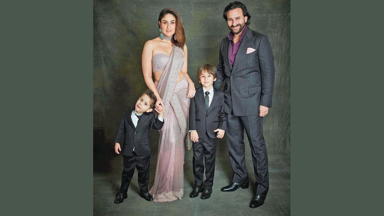 કરીના કપૂર બાળકો અને પતિ સાથે