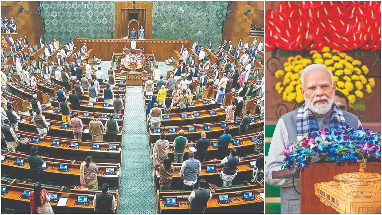 ગઈ કાલે વિન્ટર સેશનની શરૂઆત પહેલાં સંસદભવનની બહાર મીડિયાને સંબોધન કરી રહેલા નરેન્દ્ર મોદી. 