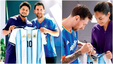 મેસી તરફથી કુલદીપ યાદવને ઑટોગ્રાફવાળી જર્સી અને રેણુકા સિંહ ઠાકુરને બૉલ ગિફ્ટમાં મળ્યાં