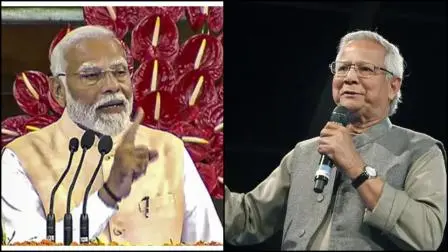 ભારતના વડા પ્રધાન નરેન્દ્ર મોદી અને બાંગ્લાદેશના મુહમ્મદ યુનુસ