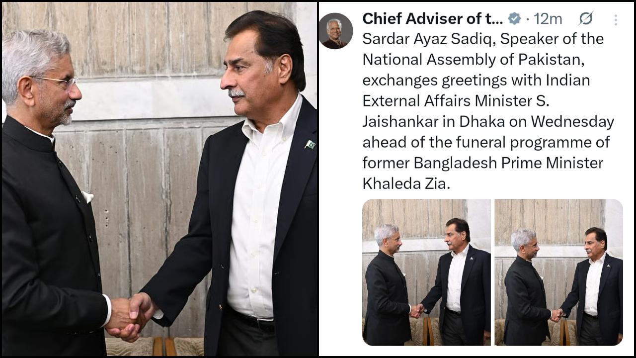 એસ જયશંકરે કાર્યક્રમ પહેલા પાકિસ્તાનની રાષ્ટ્રીય વિધાનસભાના અધ્યક્ષ સરદાર અયાઝ સાદિકને મળ્યા
