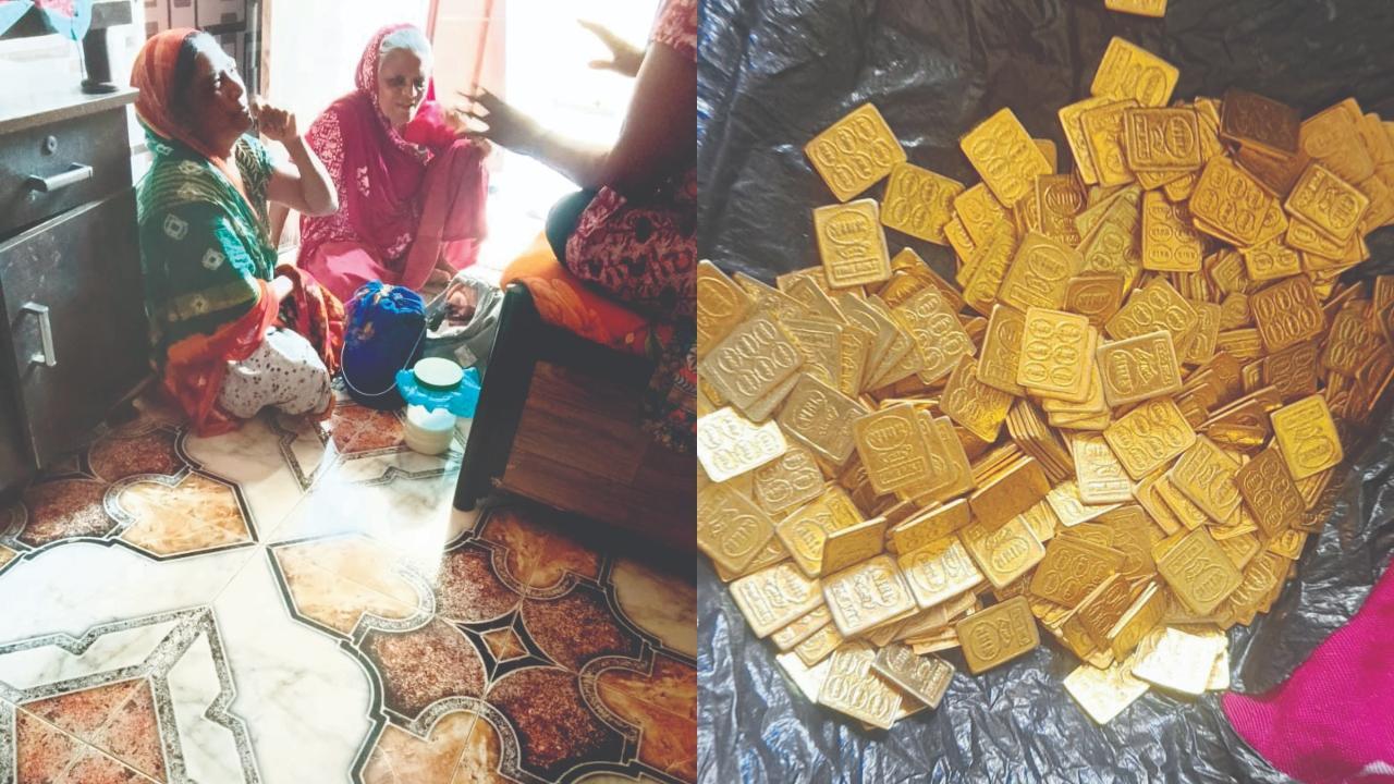 તસવીરમાં ઝડપાઈ ગયેલી ભોળા ભાવે મહિલાઓ સાથે વાત કરતી લૂંટારી દાદીઓ અને તેમણે પધરાવેલાં નકલી સોનાનાં બિસ્કિટ