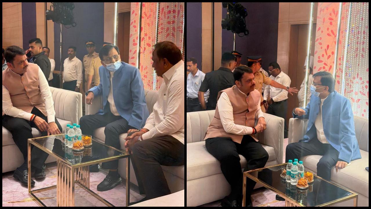 સીએમ દેવેન્દ્ર ફડણવીસ અને સંજય રાઉતની મુલાકાત (તસવીર: X)