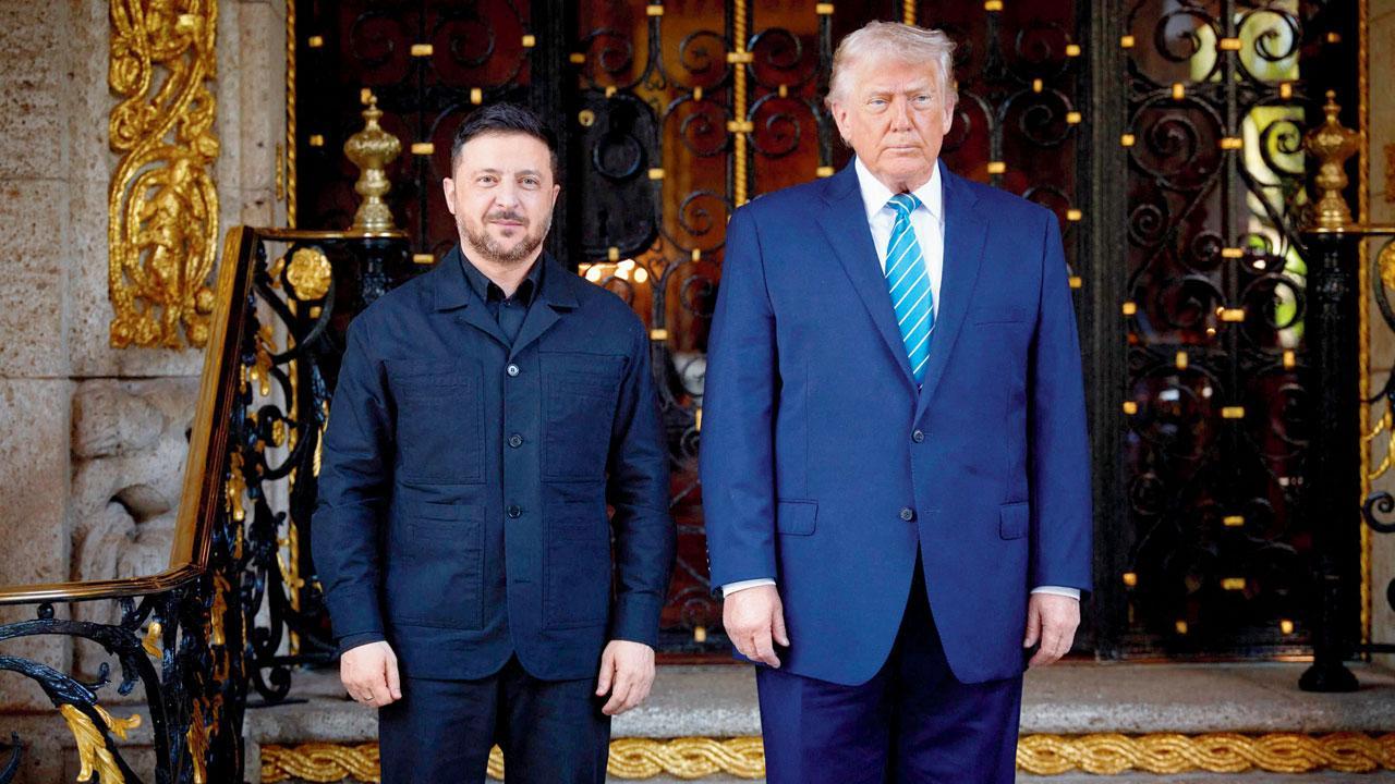 યુક્રેનના પ્રેસિડન્ટ વોલોદિમીર ઝેલેન્સ્કી ફ્લોરિડામાં અમેરિકાના પ્રેસિડન્ટ ડોનલ્ડ ટ્રમ્પને મળ્યા હતા