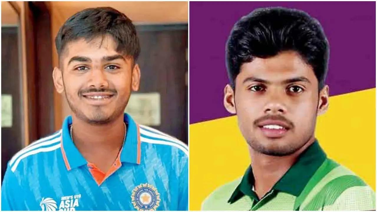 ભારતનો કૅપ્ટન આયુષ મ્હાત્રે, પાકિસ્તાનનો કૅપ્ટન ફરહાન યુસુફ.